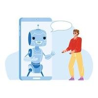 Mobile Chat Bot For Support Client Online Vector