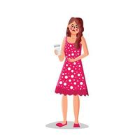 Lactose Intolerance Girl Hold Milk Glass Vector