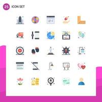 conjunto de 25 iconos modernos de la interfaz de usuario signos de símbolos para elementos de diseño vectorial editables web de seguro de cinta de protección de regla vector