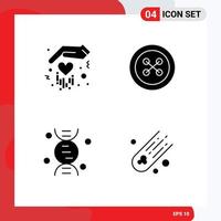 4 Universal Solid Glyphs Set for Web and Mobile Applications gift science button sew comet Editable Vector Design Elements
