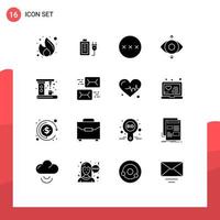 Pack of 16 creative Solid Glyphs of coffee view education focus security Editable Vector Design Elements