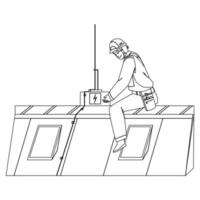 Lightning Protection System Installing Man Vector