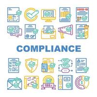 Compliance Quality Procedure Icons Set Vector