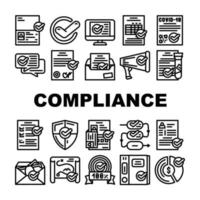 Compliance Quality Procedure Icons Set Vector