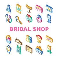 Bridal Shop Fashion Boutique Icons Set Vector