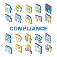 Compliance Quality Procedure Icons Set Vector