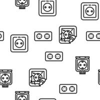 Socket Power Electrical Accessory Vector Seamless Pattern