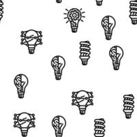 Bulb Lighting Electric Accessory Vector Seamless Pattern