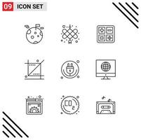 Set of 9 Commercial Outlines pack for internet tools calculate tool design Editable Vector Design Elements