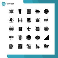conjunto de 25 iconos modernos de la interfaz de usuario signos de símbolos para los elementos de diseño vectorial editables de la nube del clima de vidrio de copyright seo vector