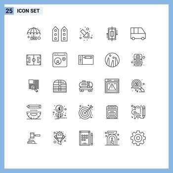 Set of 25 Vector Lines on Grid for delivery van phone store data sync Editable Vector Design Elements
