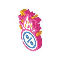 burning price isometric icon vector illustration