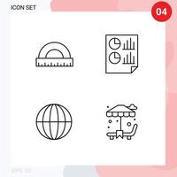 Concepto de 4 líneas para sitios web, móviles y aplicaciones, informe de ángulo, datos de regla, elementos de diseño de vectores editables globales