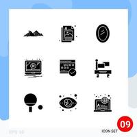 Group of 9 Solid Glyphs Signs and Symbols for warning notification image error household Editable Vector Design Elements