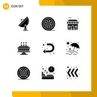 Set of 9 Modern UI Icons Symbols Signs for sign candle web cake estate Editable Vector Design Elements