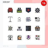 Universal Icon Symbols Group of 16 Modern Flat Color Filled Lines of message email payment gear x Editable Creative Vector Design Elements