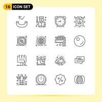 User Interface Pack of 16 Basic Outlines of central setting stopwatch profile resume Editable Vector Design Elements