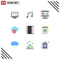 9 Thematic Vector Flat Colors and Editable Symbols of technology cloud note planning construction Editable Vector Design Elements