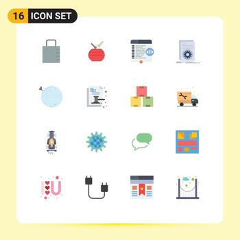 16 colores planos vectoriales temáticos y símbolos editables de código de archivo de script codificación ejecutable paquete editable de elementos de diseño de vectores creativos