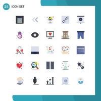 Mobile Interface Flat Color Set of 25 Pictograms of female day email marketing presentation analytics Editable Vector Design Elements