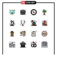 Set of 16 Modern UI Icons Symbols Signs for chemistry tree timer srilanka indian Editable Creative Vector Design Elements