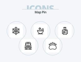 diseño de iconos del paquete de iconos de línea pin de mapa 5. sol. destino. hombre. playa. rueda de la nave vector