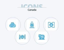 Canada Blue Icon Pack 5 Icon Design. flag. leaf. bowls. canada. bottle vector