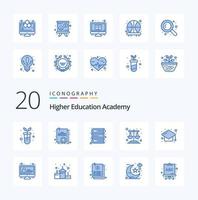 20 Academy Blue Color icon Pack like education study library headdress cap vector