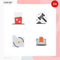 Mobile Interface Flat Icon Set of 4 Pictograms of and bank kitchen gavel business Editable Vector Design Elements