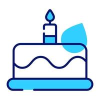 Cake with burning candle vector, party dessert icon vector