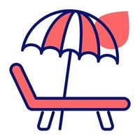 Umbrella with bed denoting icon of sunbed, beach bed vector