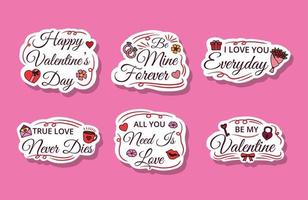 conjunto de pegatinas de San Valentín vector