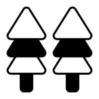 Trees vector , editable icon of conifer trees