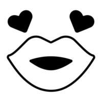 Beautiful glossy lips icon design, editable vector