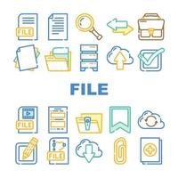 File Computer Digital Document Icons Set Vector