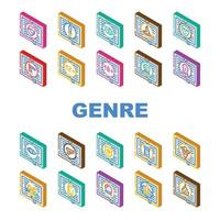 Literary Genre Categories Classes Icons Set Vector