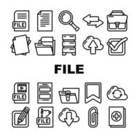 File Computer Digital Document Icons Set Vector