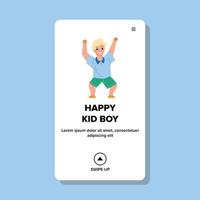 Happy Kid Boy Dancing On Festive Party Vector