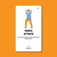 Man Panic Attack In Public Place Outdoor Vector