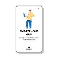 Guy Using Smartphone For Communication Vector