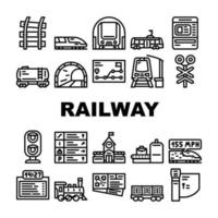 Railway Train Transportation Icons Set Vector