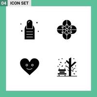 4 User Interface Solid Glyph Pack of modern Signs and Symbols of beauty happy anemone spring flower fall Editable Vector Design Elements