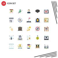 Flat Color Pack of 25 Universal Symbols of live messages consulting conversation service Editable Vector Design Elements