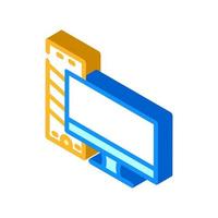 computer with monitor isometric icon vector illustration