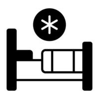 cama de hospital con vector de signos médicos, un icono de la cama del paciente