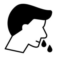 Avatar with runny nose denotin mucus icon, editable vector
