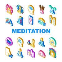 meditación bienestar ocupación iconos conjunto vector