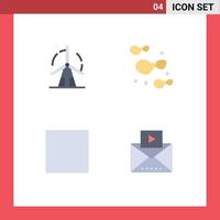 Mobile Interface Flat Icon Set of 4 Pictograms of clean media power food player Editable Vector Design Elements