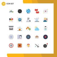 Universal Icon Symbols Group of 25 Modern Flat Colors of study education paint atom bean Editable Vector Design Elements