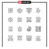 16 iconos creativos signos y símbolos modernos de wifi lock handcare tecnología iot elementos de diseño vectorial editables vector